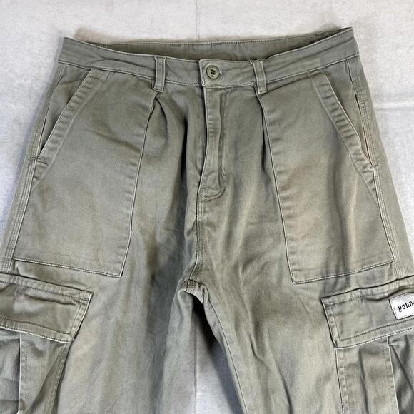 Young LA Cargo Pants Mens 34x28* Green Straight Leg Baggy Stretch Streetwear - Picture 2 of 8